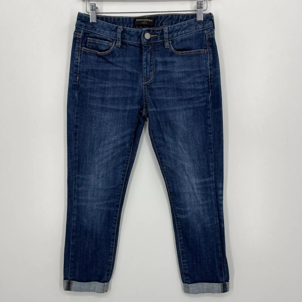 Banana Republic Skinny Fit Dark Wash Cuffed Petite Jeans Size 25/0P